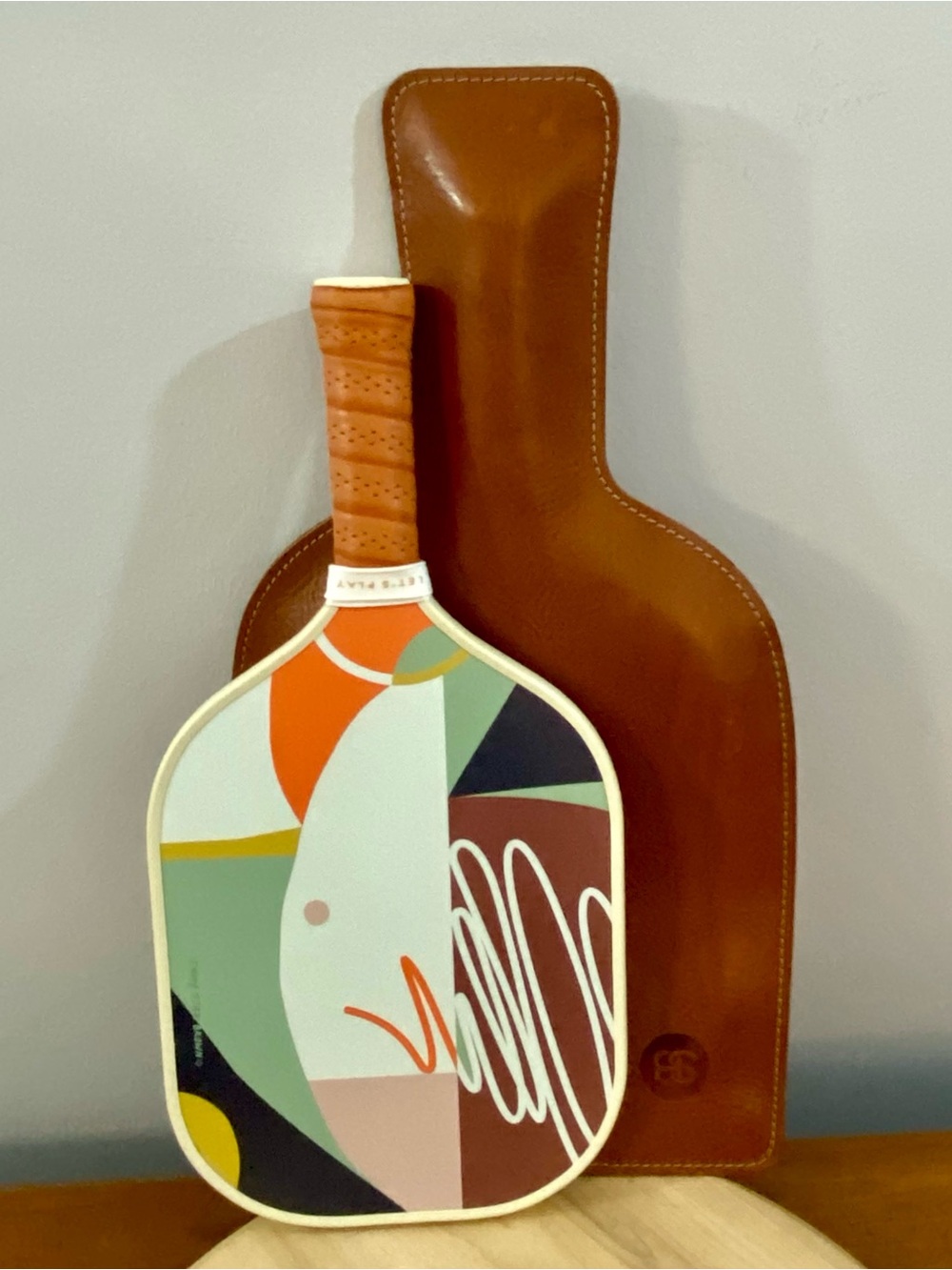 Free People X Recess Pickle Ball Paddle Racket Multicolored Print W Leather Case
